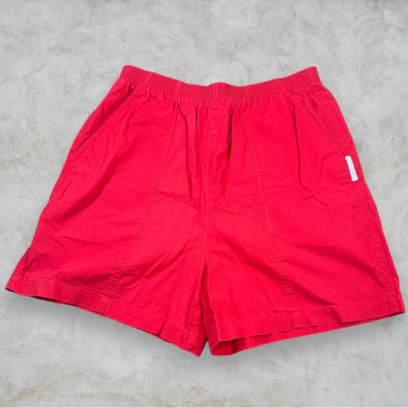 Gloria Vanderbilt Elastic Waist Red Shorts Vintage Size 14 - Picture 1 of 8